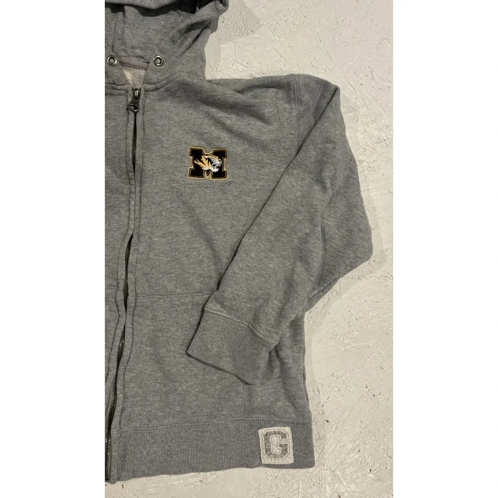 Vintage Mizzou‎ Missouri Tigers Kids Full Zip Hooded Jacket Size L Gray